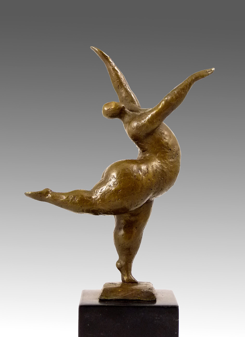 Modern Art bronze sculpture balancing nude dancer from Milo