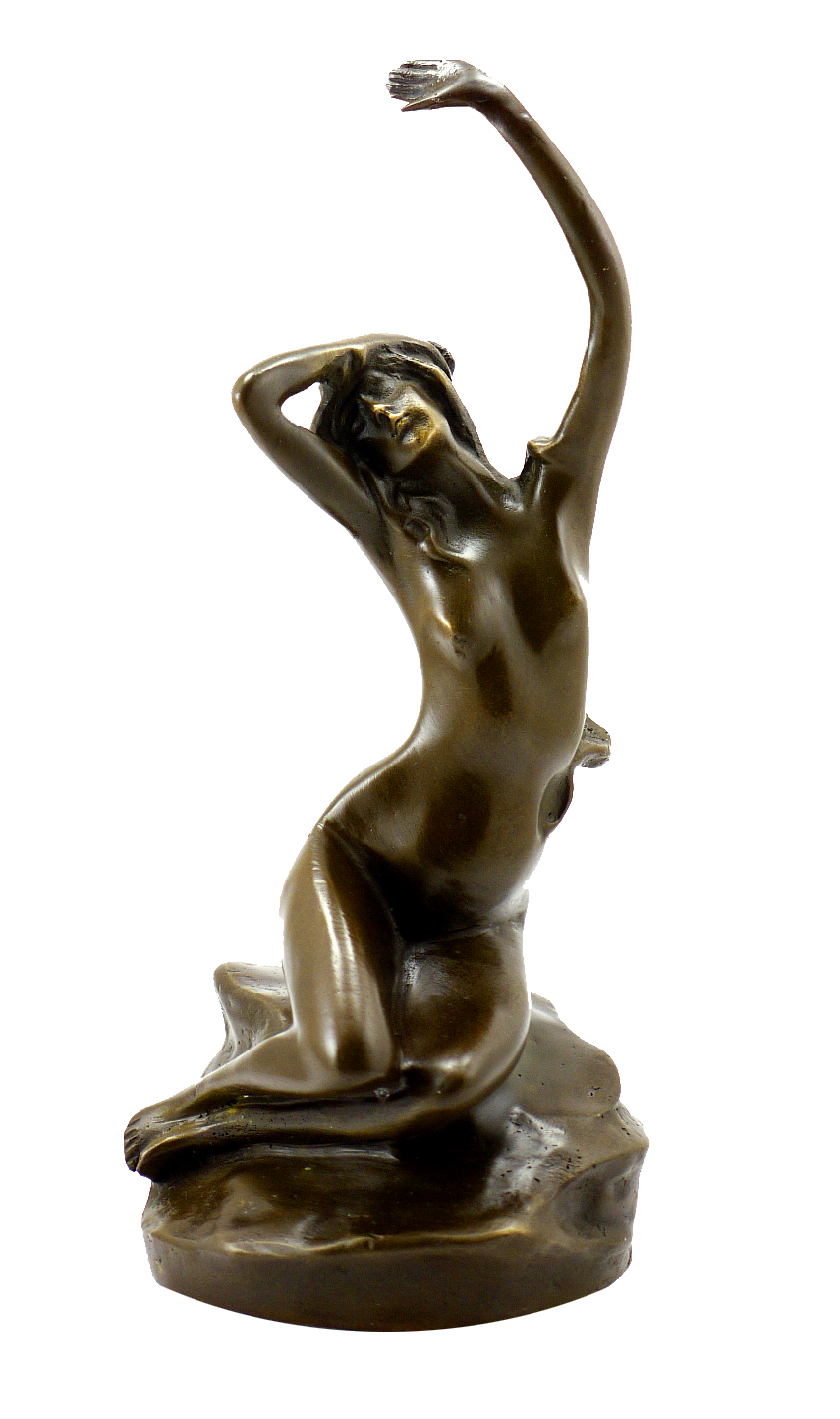 Art Nouveau Bronze Vase Nude Lady France Paris Statue Marble Base Sculpture SALE 