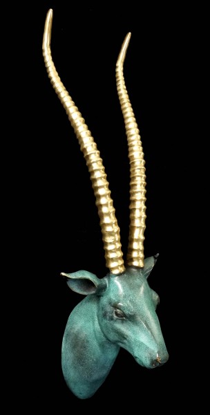 Gazelle - Patinated animal figure with golden horns - M. Klein
