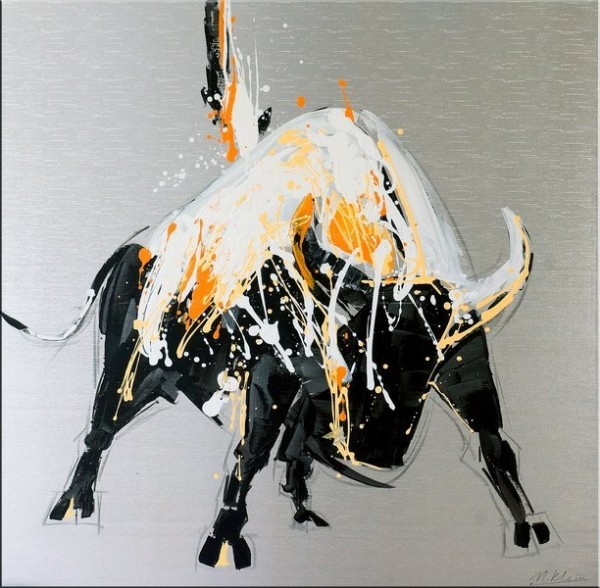 Abstract Bull Raging Bull Ii Acrylic Painting On Canvas