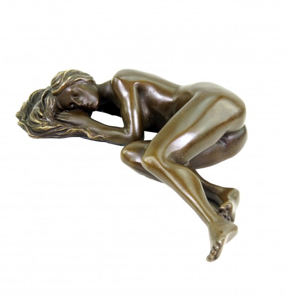 Sleeping Nude - Erotic Female Figurine - Sculpture by J. Patoue