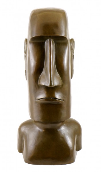Bronze Figure - Moai Head on Easter Island - sign. Milo