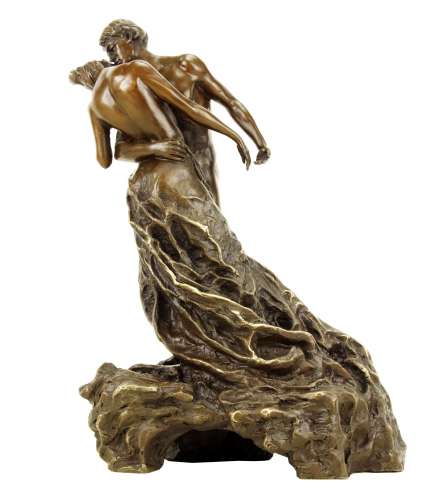 Art Deco Figure Nude Woman Dancer Bronze Sculpture - Italy 