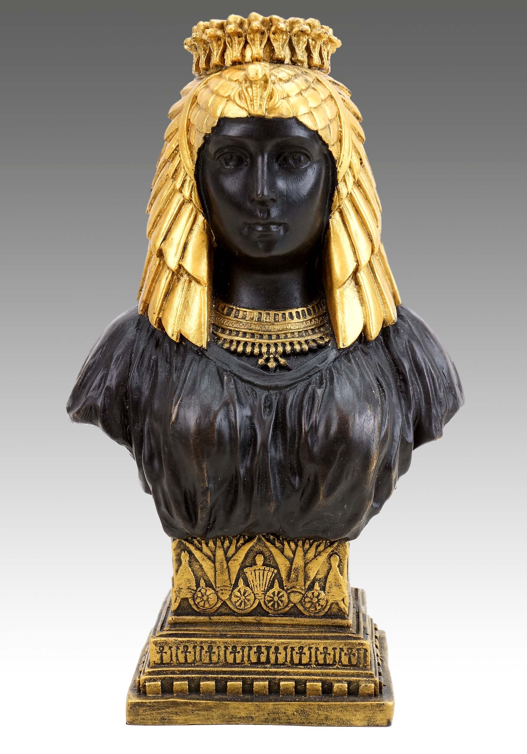 Egyptian Cleopatra Bust Greek Statue signed Milo