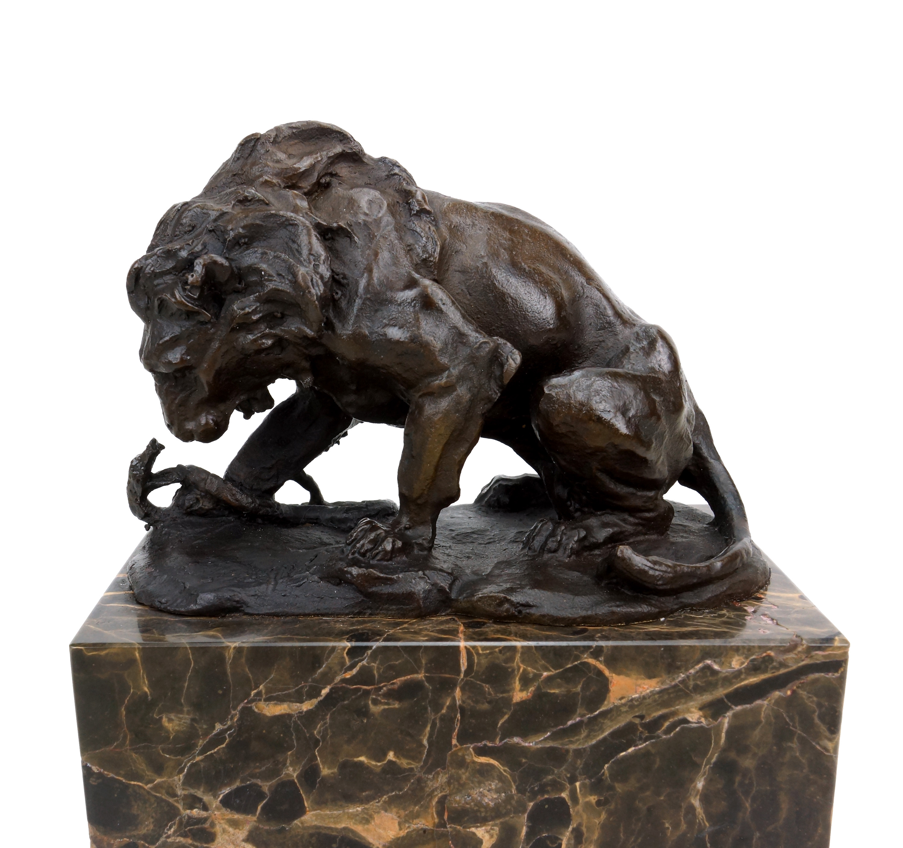  Sculpture   Lion avec serpent   Lion and Serpent  Antoine Louis Barye   Bronze Figurine acheter  Signé 