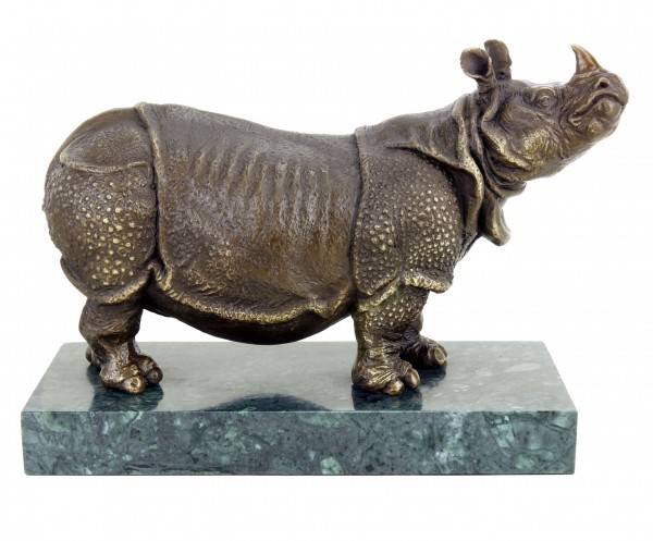 39MM Small Curio Chinese Bronze Lovable Exquisite Animal Rhinoceros Statue 犀牛 