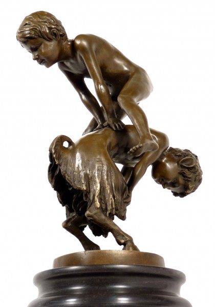 Perfect Art Nouveau Bronze Statue - The Leapfrog - signed 