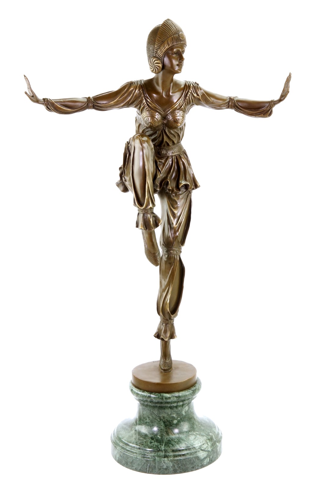 Chiparus Hand Made Statue Signed D.H Art Deco Dancer Large Bronze Sculpture 