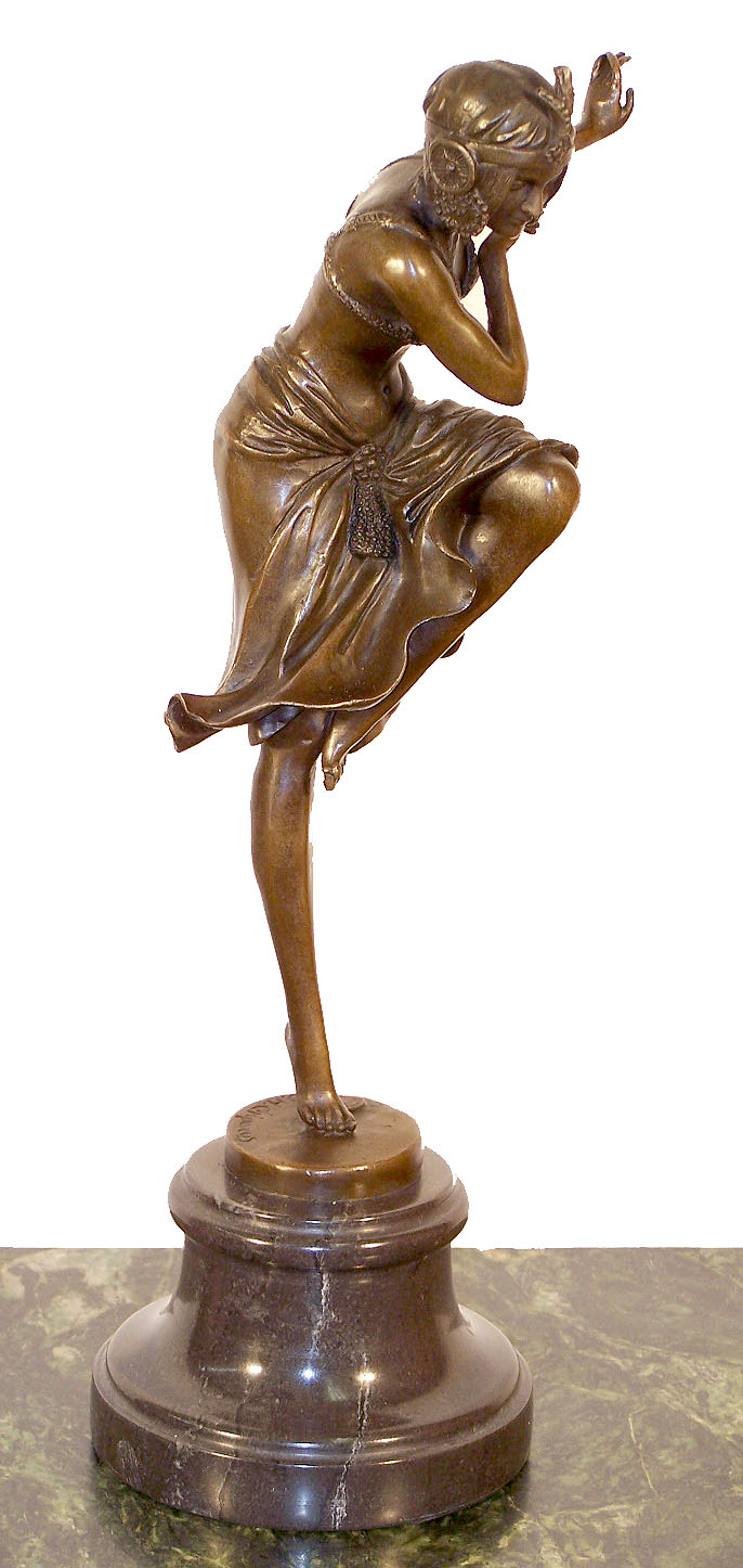 art deco dancer sculpture hand Made Figurine Signed D.H.Chiparus bronze statue 