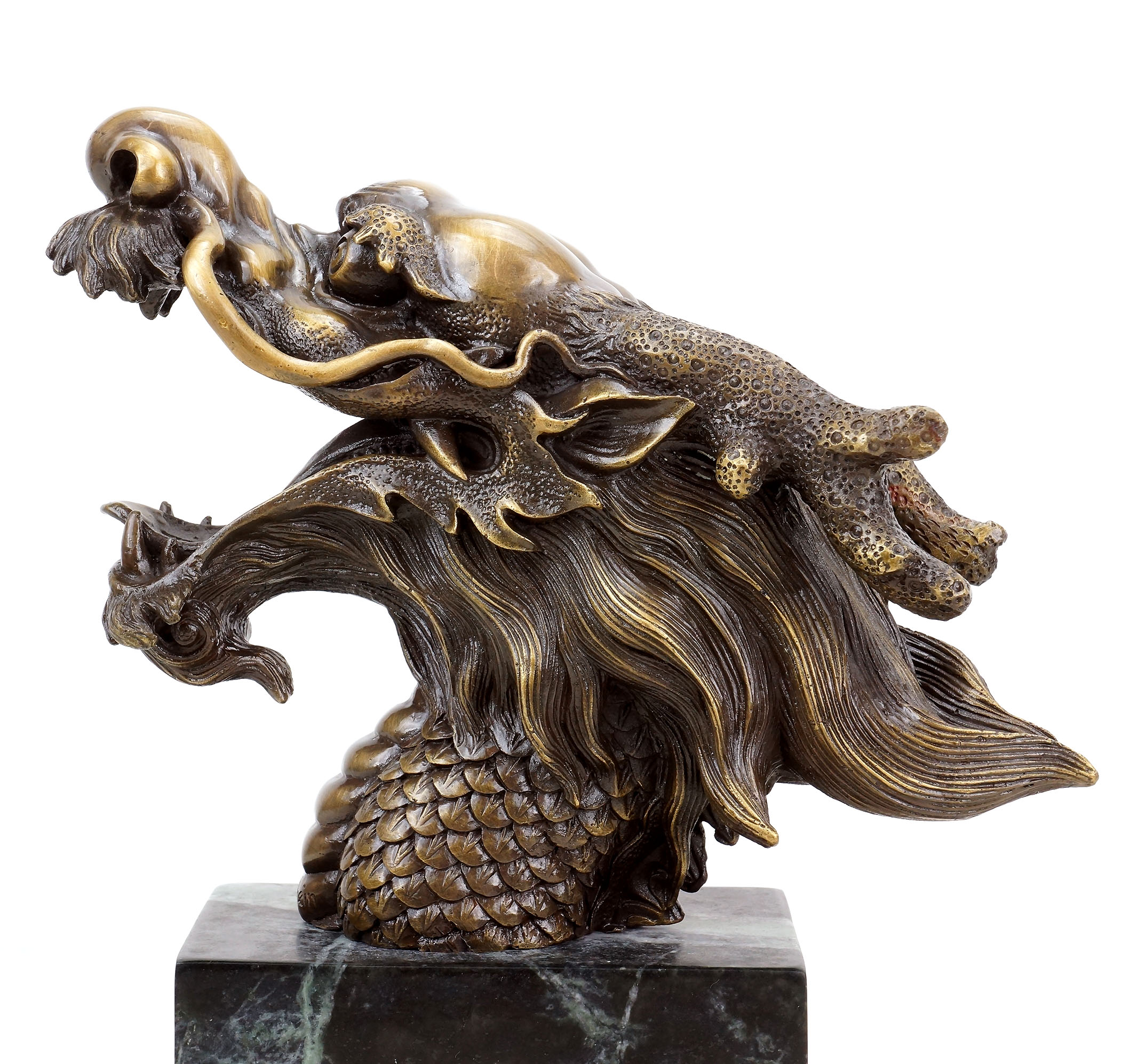 Bronze Chinese  Dragon  Head  Dragon  L ng Signed Martin 